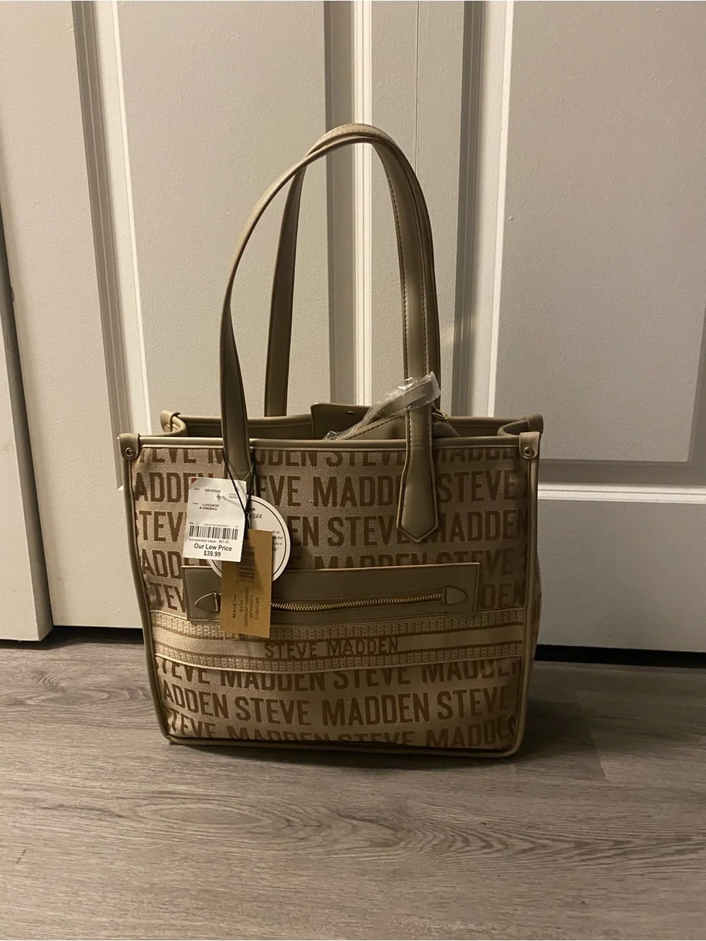 Steve Madden Tan Logo Tote Bag